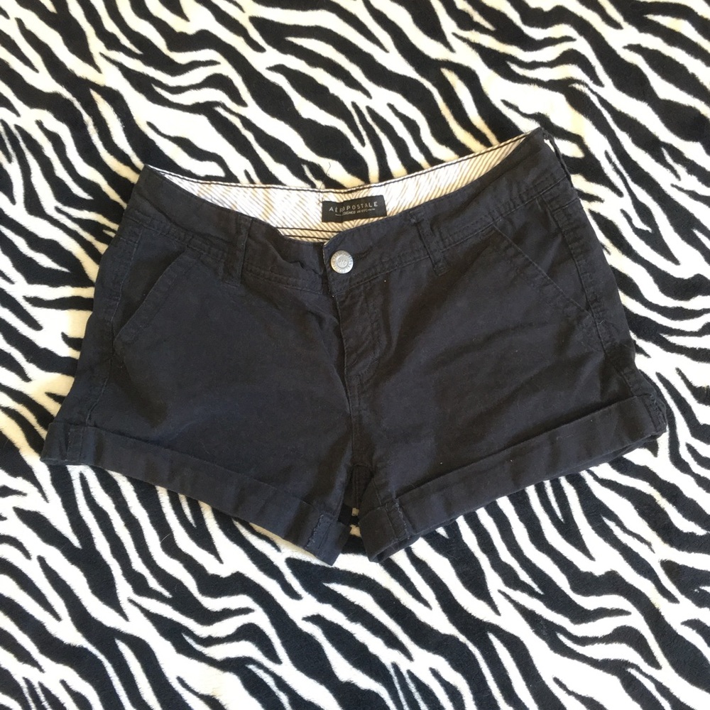 aeropostale cuffed black jean shorts